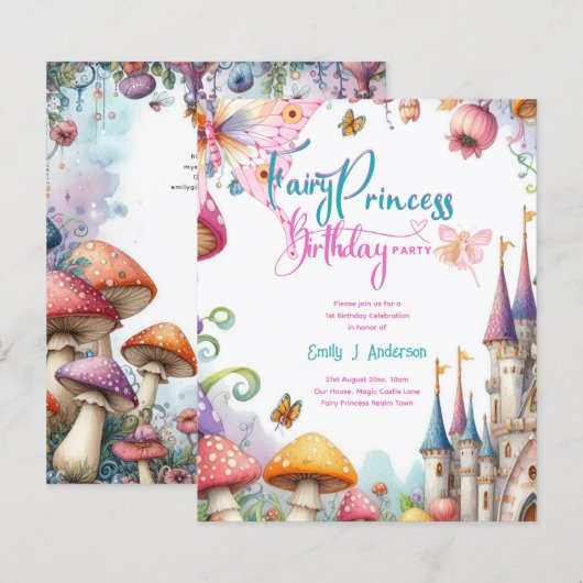 Papier Fairytale Princess Fille's Birthday Fairycore (Devant / Derrière)