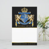 Papier Faites votre propre blason Bleu or Lion Emblem (Debout devant)