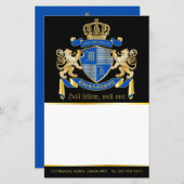 Papier Faites votre propre blason Bleu or Lion Emblem (Devant / Derrière)