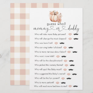 Papier Fall Boho Citrouille Baby shower "Devinez qui" Jeu