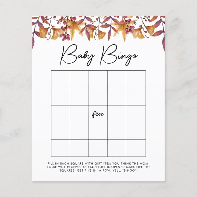 Papier Fall in Love Baby Bingo Baby shower Jeu (Devant)
