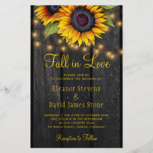 Papier Fall in Love rustique mariage de tournesols de cam