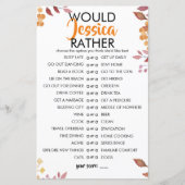 Papier Fall Leaves Customisable Would She Rather Game (Devant)