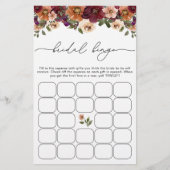 Papier Fall Terracotta Floral Fête des mariées Bingo Jeu (Devant)