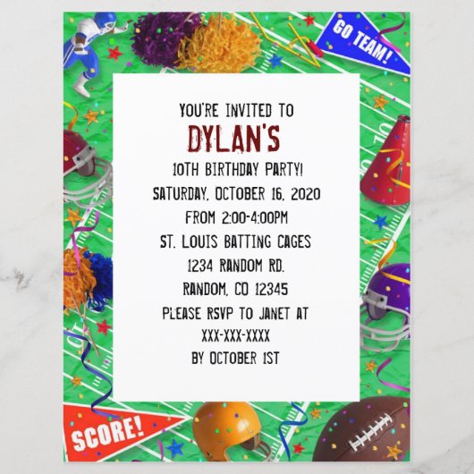 Papier Fan de football thème anniversaire invitations fêt (Devant)