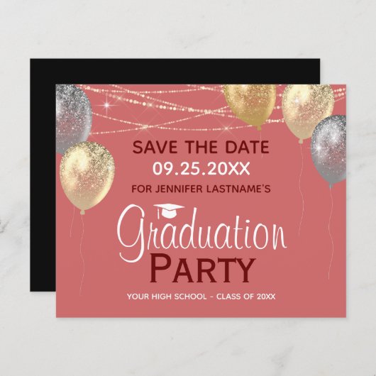 Papier Fancy Graduation Party Enregistrer la date Invitat (Devant / Derrière)