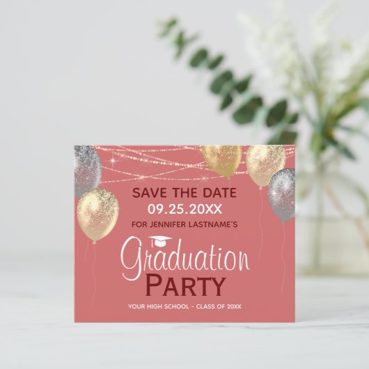 Papier Fancy Graduation Party Enregistrer la date Invitat (Debout devant)