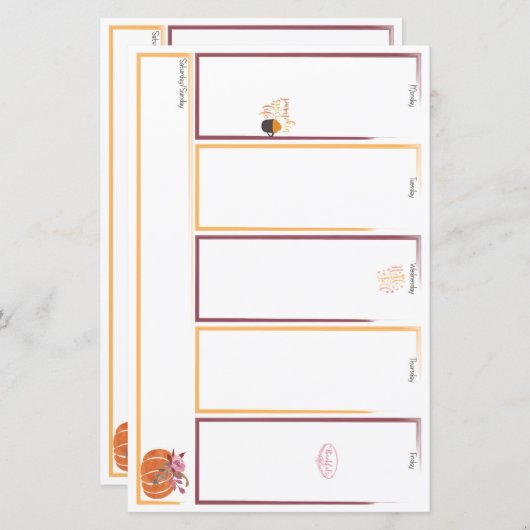 Papier Fantastic Automne Semaine Viewer Planner Insertion (Devant / Derrière)