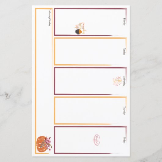 Papier Fantastic Automne Semaine Viewer Planner Insertion (Devant)