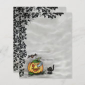 Papier Fantôme, Chat, Chat et Citrouille, Bonne Halloween (Devant / Derrière)