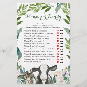 Papier Farm Animal Green Boy Mommy ou Daddy Games