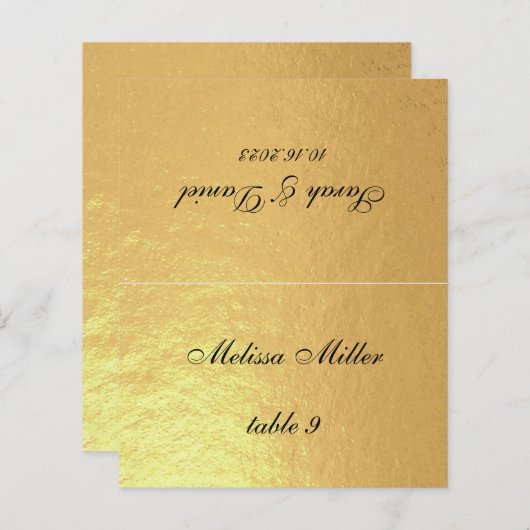 Papier Faux Gold Mariage Place Card Nom de l'invité impri (Devant / Derrière)