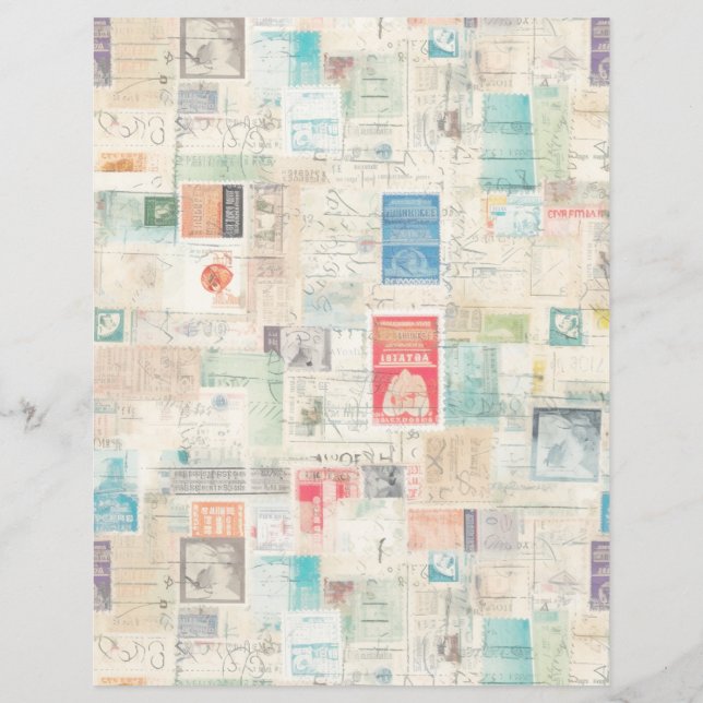 Papier Faux Imaginaire Postage Timbre Collage 1 (Dos)
