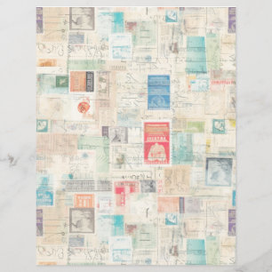 Papier Faux Imaginaire Postage Timbre Collage 1