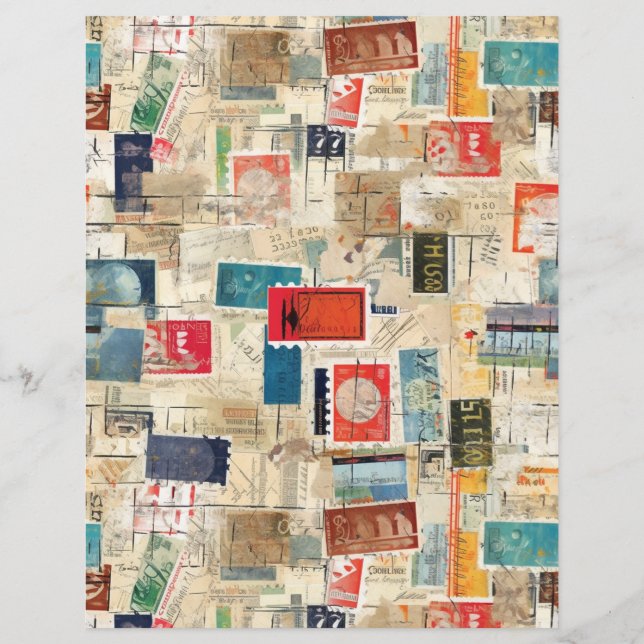 Papier Faux Imaginaire Postage Timbre Collage 3 (Dos)