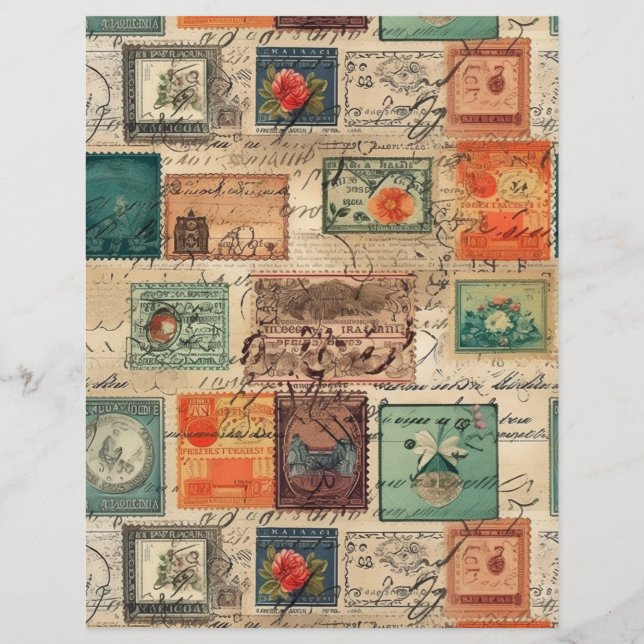 Papier Faux Imaginaire Postage Timbre Collage 6 (Dos)