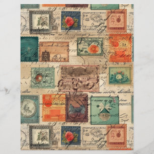 Papier Faux Imaginaire Postage Timbre Collage 6