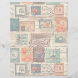 Papier Faux Imaginaire Postage Timbre Collage 6 léger