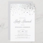 Papier Faux Silver Foil Confetti Baby Brunch Invitation (Devant / Derrière)
