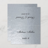Papier Faux Silver Mariage Place Card Imprimé Nom de l'in (Devant / Derrière)