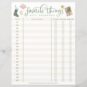 Papier Favorite Things Gift Exchange Tracker #21-40