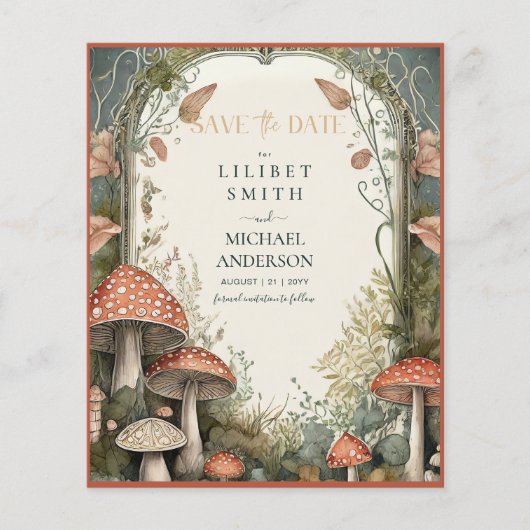 Papier Fée Save the Date Goblincore Champignons (Devant)