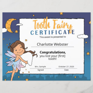 Papier Fée Tan Clip Art Certificat de Première Dent Perdu