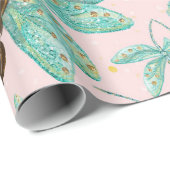 Papier féerique d'emballage cadeau de libellules (Coin rond)