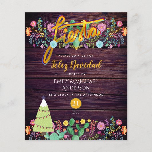 Papier Feliz Navidad Fiesta Purple Gold Budget Cactus Fol (Devant)