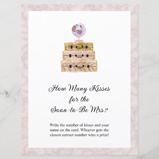 Papier Feminine Rose Combien de baisers Fête des mariées (Devant)