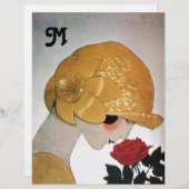 PAPIER FEMME AVEC MONOGRAMME ROSE ROUGE (Devant / Derrière)