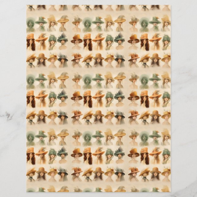 Papier Femmes vintages avec casquette SCV 33 (Devant)