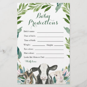 Papier Ferme Animal de verdure Garçon Baby Prédictions