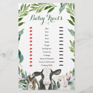 Papier Ferme Animal de verdure Garçon Baby shower Baby Tr