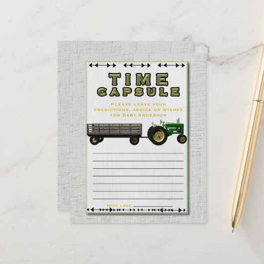 Papier Ferme Cour de ferme Tracteur Capsule Temporelle Ba (Devant/Arrière en situation)