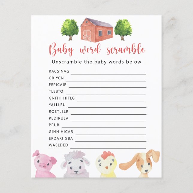 Papier Ferme - Jeu de mots mêlés pour bébé (Devant)