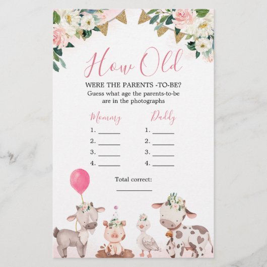 Papier Ferme Rose Fille Quel Âge Les Parents (Devant)