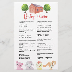 Papier Ferme - Trivia pour bébés   Jeu Baby shower