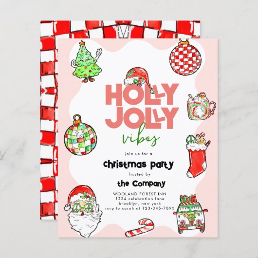Papier Festif BUDET Retro Holly Jolly Noël Party (Devant / Derrière)