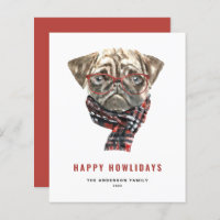 Festive Carlin d'aquarelle Happy Howlidays Card