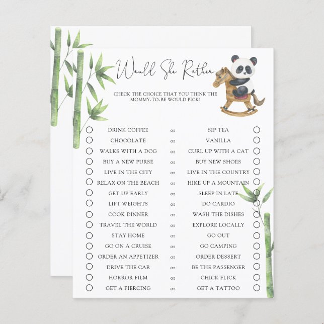 Papier Fête bébé : l'ours panda aurait-elle plutôt (Devant / Derrière)