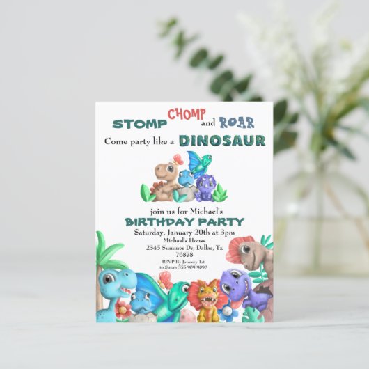 Papier Fête comme un Dinosaure Anniversaire Bébé (Debout devant)