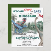 Papier Fête comme un Invitation Dinosaure d'aquarelle d'a (Devant / Derrière)