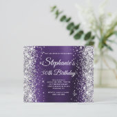Papier Fête d'anniversaire 50 ans Paillettes Argent Viole (Debout devant)