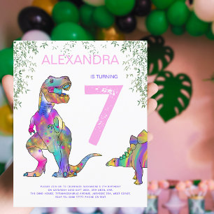 Papier Fête d'anniversaire 7 ans Dinosaure Rose Budget éc