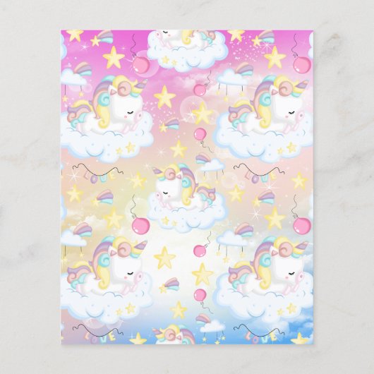 Papier Fête d'anniversaire arc-en-ciel licorne magique à  (Dos)