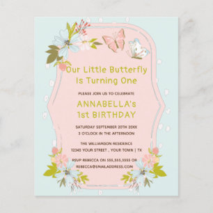 Papier Fête d'anniversaire Bohème Rose Pas Chère Papillon