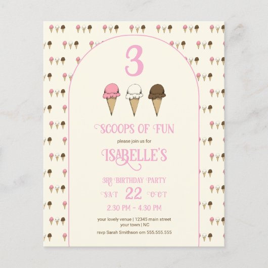 Papier Fête d'anniversaire Budge 3 Scoops of Fun 3 ans  (Devant)