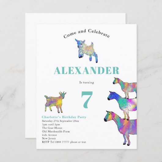 Papier Fête d'anniversaire colorée pour chèvres (Devant / Derrière)