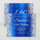 Papier Fête d'anniversaire de 50 ans paillettes argentées (Devant / Derrière)